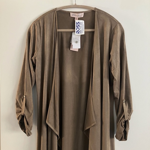 NWT Philosophy bronze color fall earth tones long duster cardigan size XS - Picture 7 of 15